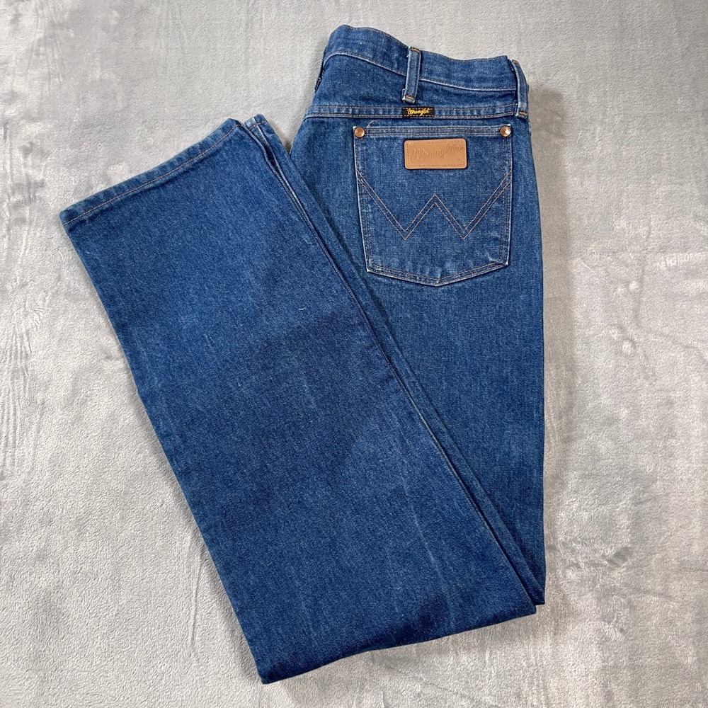 Wrangler Mens Jeans 38x34 Cowboy Cut 13MWZPW Indigo Blue Straight Leg - Picture 7 of 7
